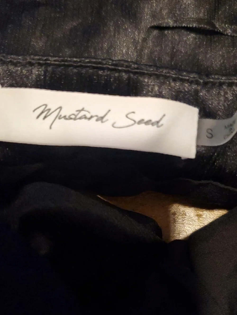Mustard Seed Black Satin Halter Crop Top